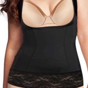 NWT Maidenform open bust torsette black lace trim shapewear plus size 1X
